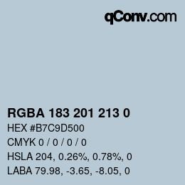 Color code: RGBA 183 201 213 0 | qconv.com