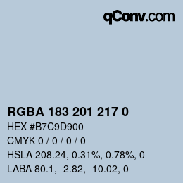 Color code: RGBA 183 201 217 0 | qconv.com