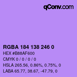 Farbcode: RGBA 184 138 246 0 | qconv.com