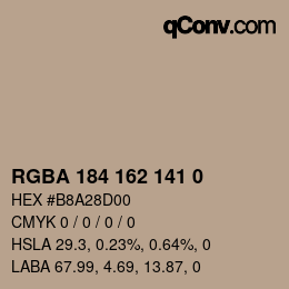 Código de color: RGBA 184 162 141 0 | qconv.com