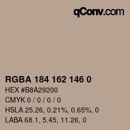 Código de color: RGBA 184 162 146 0 | qconv.com