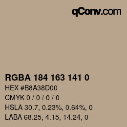 カラーコード: RGBA 184 163 141 0 | qconv.com