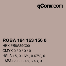 Color code: RGBA 184 163 156 0 | qconv.com
