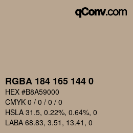 Color code: RGBA 184 165 144 0 | qconv.com