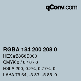 Color code: RGBA 184 200 208 0 | qconv.com