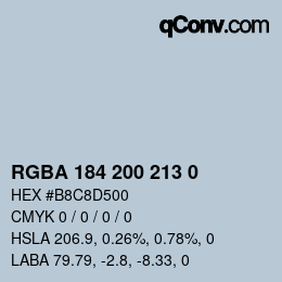 Color code: RGBA 184 200 213 0 | qconv.com