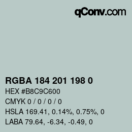 Color code: RGBA 184 201 198 0 | qconv.com