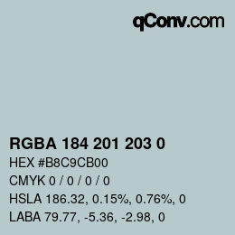 Farbcode: RGBA 184 201 203 0 | qconv.com