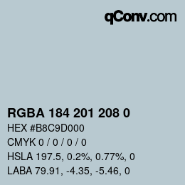 カラーコード: RGBA 184 201 208 0 | qconv.com