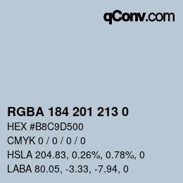 颜色代码: RGBA 184 201 213 0 | qconv.com