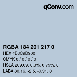 カラーコード: RGBA 184 201 217 0 | qconv.com