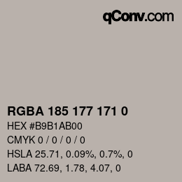 Farbcode: RGBA 185 177 171 0 | qconv.com