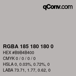 Color code: RGBA 185 180 180 0 | qconv.com