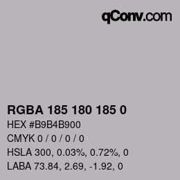 Color code: RGBA 185 180 185 0 | qconv.com