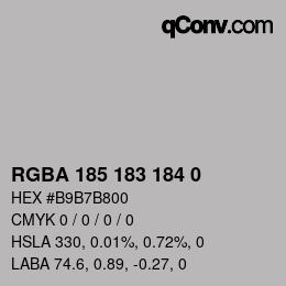 Color code: RGBA 185 183 184 0 | qconv.com