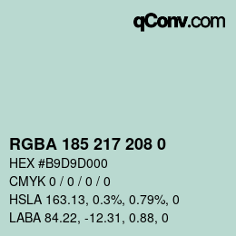 Farbcode: RGBA 185 217 208 0 | qconv.com