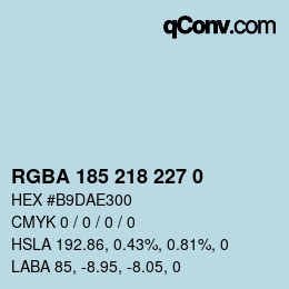 Color code: RGBA 185 218 227 0 | qconv.com