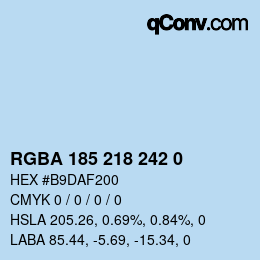 Color code: RGBA 185 218 242 0 | qconv.com