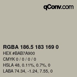 Color code: RGBA 186.5 183 169 0 | qconv.com