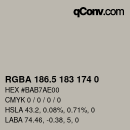 Color code: RGBA 186.5 183 174 0 | qconv.com