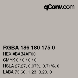 Code couleur: RGBA 186 180 175 0 | qconv.com