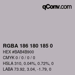 颜色代码: RGBA 186 180 185 0 | qconv.com