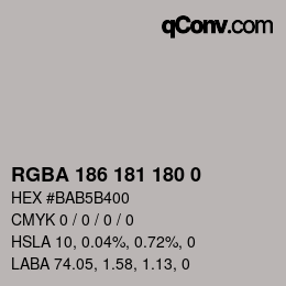 Color code: RGBA 186 181 180 0 | qconv.com