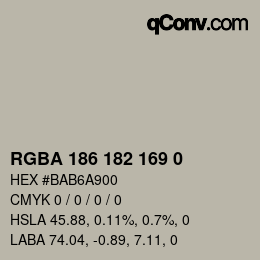 颜色代码: RGBA 186 182 169 0 | qconv.com
