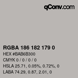 Color code: RGBA 186 182 179 0 | qconv.com