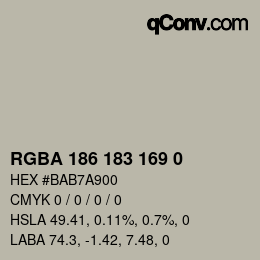 Color code: RGBA 186 183 169 0 | qconv.com