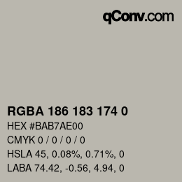 Color code: RGBA 186 183 174 0 | qconv.com