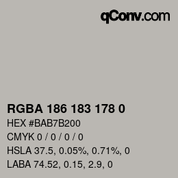 Color code: RGBA 186 183 178 0 | qconv.com