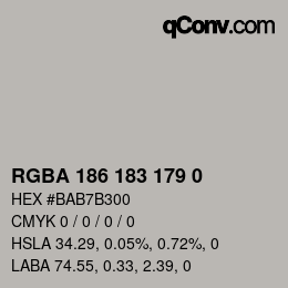 Color code: RGBA 186 183 179 0 | qconv.com