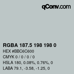Color code: RGBA 187.5 198 198 0 | qconv.com