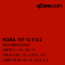 Código de color: RGBA 187 12 0 0.2 | qconv.com