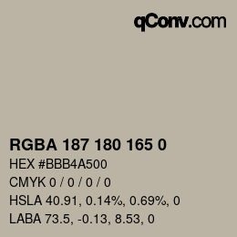 Color code: RGBA 187 180 165 0 | qconv.com