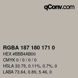 Color code: RGBA 187 180 171 0 | qconv.com
