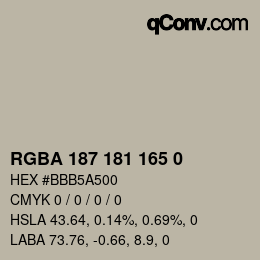 Color code: RGBA 187 181 165 0 | qconv.com