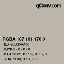 Color code: RGBA 187 181 170 0 | qconv.com