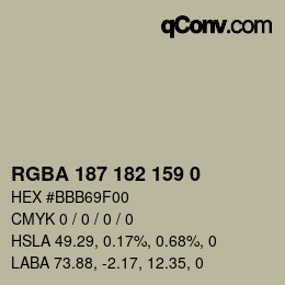 カラーコード: RGBA 187 182 159 0 | qconv.com