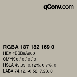 Code couleur: RGBA 187 182 169 0 | qconv.com