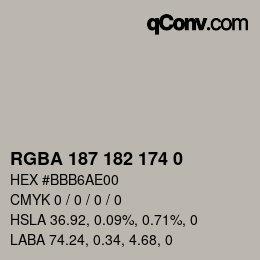 Color code: RGBA 187 182 174 0 | qconv.com