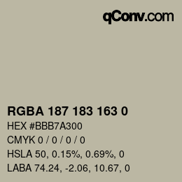 Color code: RGBA 187 183 163 0 | qconv.com