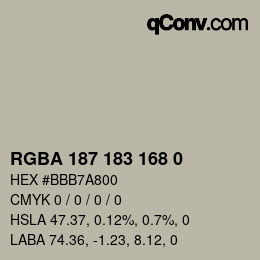 Color code: RGBA 187 183 168 0 | qconv.com