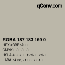 Code couleur: RGBA 187 183 169 0 | qconv.com