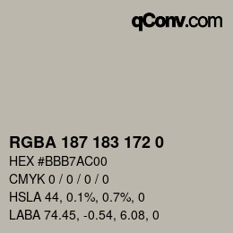 Color code: RGBA 187 183 172 0 | qconv.com