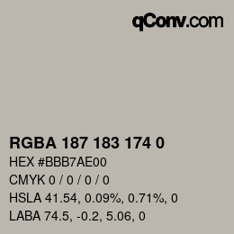 Color code: RGBA 187 183 174 0 | qconv.com