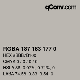 Color code: RGBA 187 183 177 0 | qconv.com