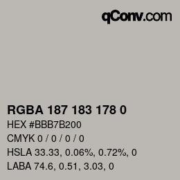 Color code: RGBA 187 183 178 0 | qconv.com