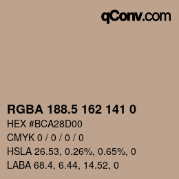 Color code: RGBA 188.5 162 141 0 | qconv.com